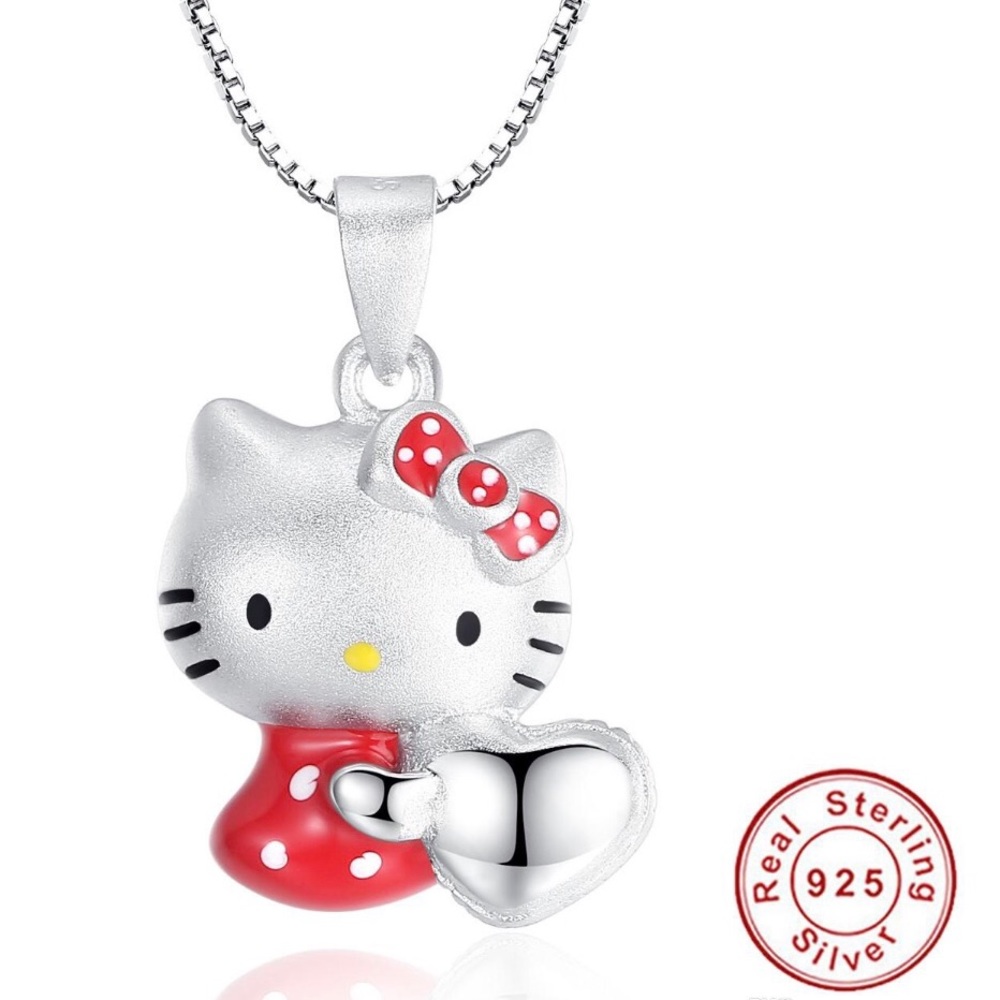 5 ⭐️ Rated Hello Kitty Heart Necklace 925 Silver